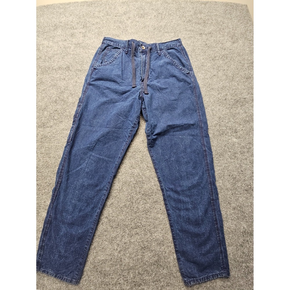 Gap Denim Pants Womens Medium Blue Straight Leg Drawstring Industrial Worker